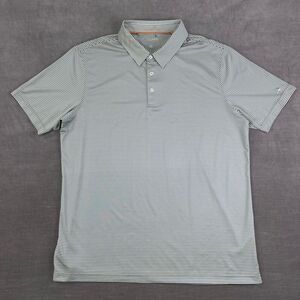 MICHEL ROUEN‎ Shirt Mens XL Blue/Yellow Striped Performance Stretch Golf Polo